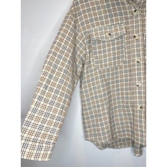 Paper Crane Women's Flannel Shirt Shacket Size Large Neutral Classic h59 - Picture 5 of 15